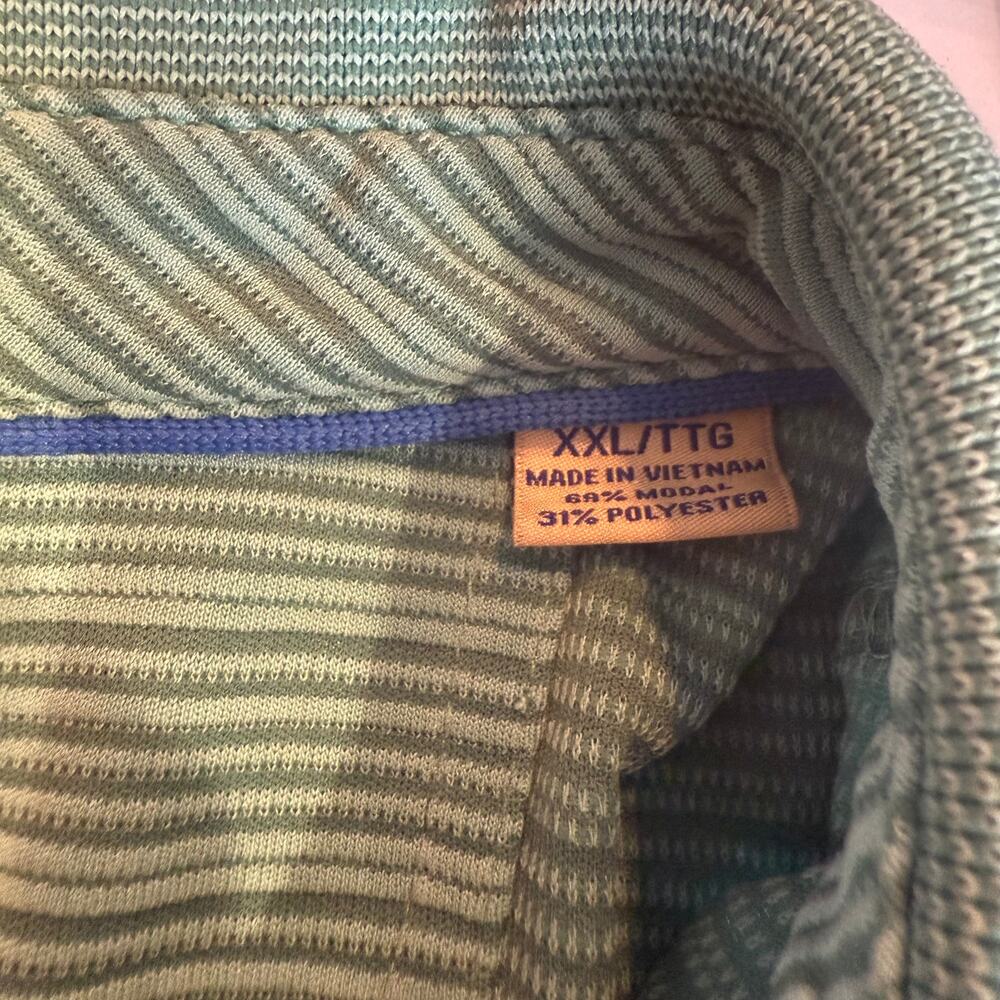 Tommy Bahama XXL Green Striped Polo Shirt Casual Resortwear Preppy - Picture 3 of 7